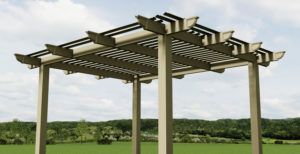 Picture of a freestanding pergola installed in a backyard.