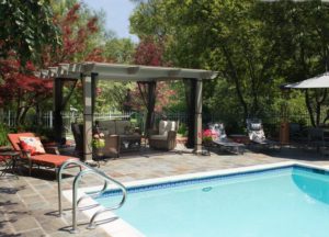 Freestanding pergola in pool area